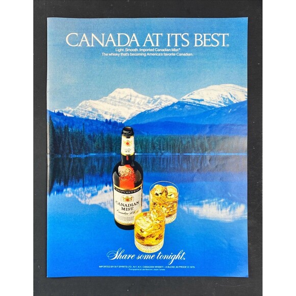 Canadian Mist Whiskey "Canada at Its Best" Man Cave Vintage Print Ad 1979 - Picture 3 of 3